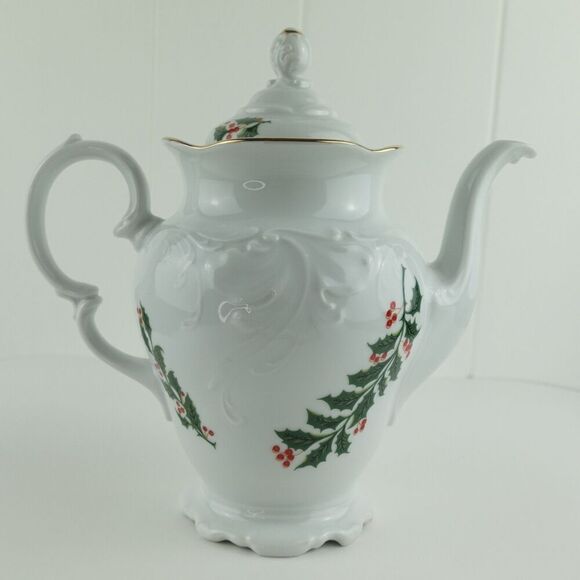 Royal Kent Holiday Holly Coffee Pot & Lid Poland - Picture 10 of 13